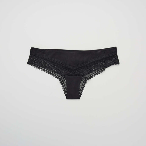 Lot de 3 tangas coton et dentelle
