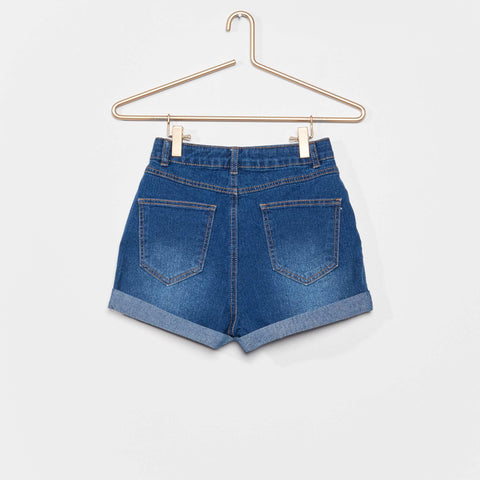 Short en jean taille ajustable