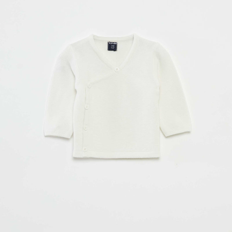Pull en maille point mousse – Blanc – Kiabi Maroc