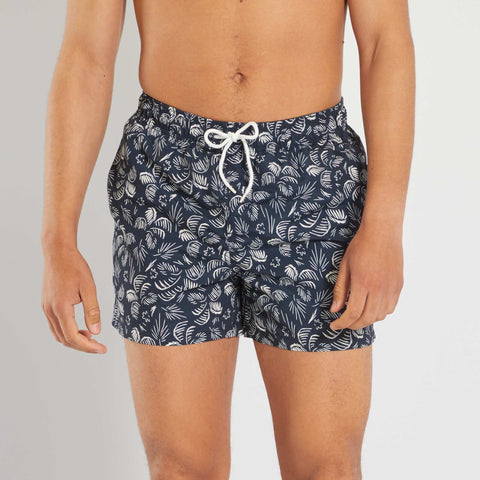 Bleu marine/palmier