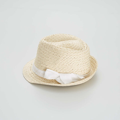 Chapeau de paille avec nœud fantaisie