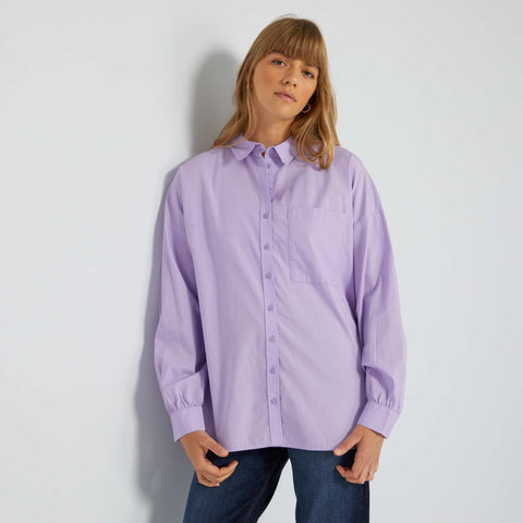Chemise unie en popeline