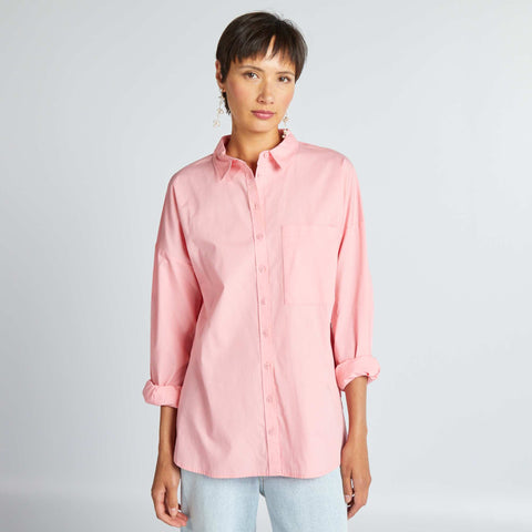 Chemise unie en popeline