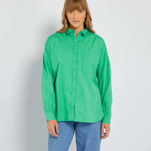 Chemise unie en popeline