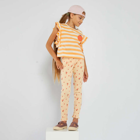 T-shirt à motif et à volants