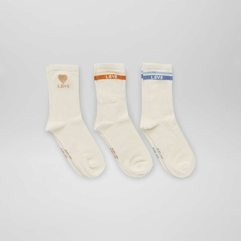 Chaussettes montantes 'love' - Lot de 3