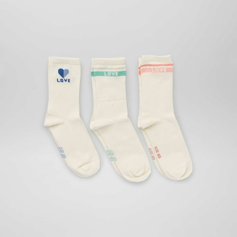 Chaussettes montantes 'love' - Lot de 3