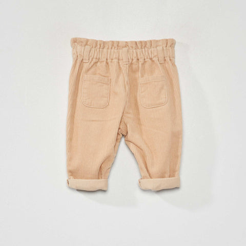 Pantalon paperbag en velours côtelé