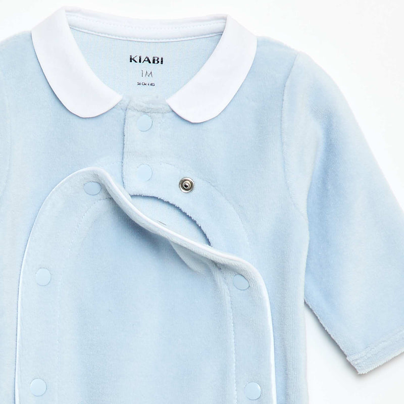 Pyjama en velours col claudine