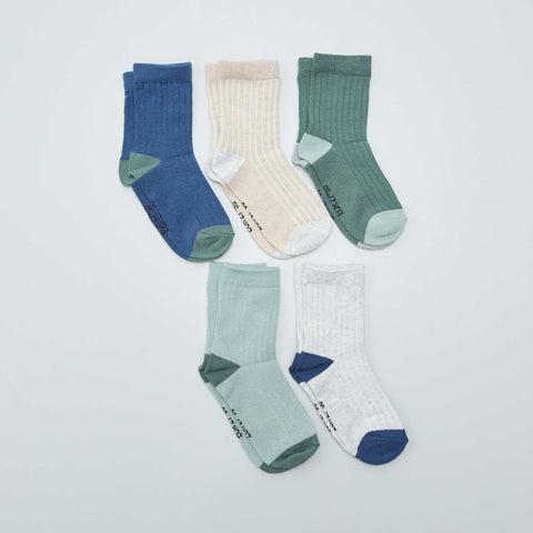 Lot de 5 paires de chaussettes côtelées