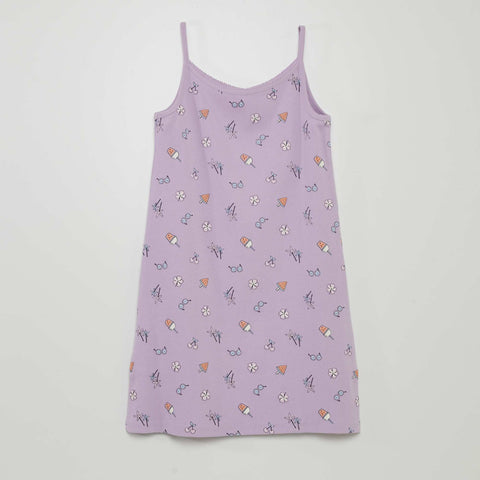 Chemise de nuit imprimée à bretelles