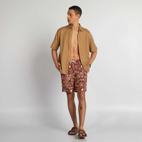 Short de bain long avec imprimé