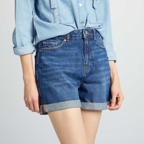 Short en denim taille haute