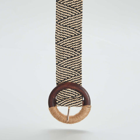 Ceinture en paille bicolore