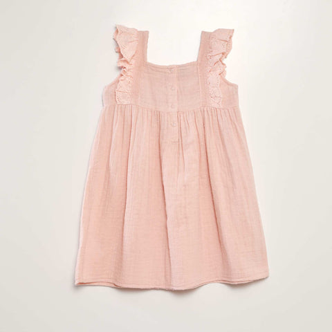 Robe en double gaze de coton + broderie