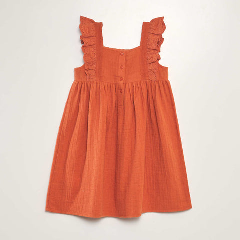 Robe en double gaze de coton + broderie