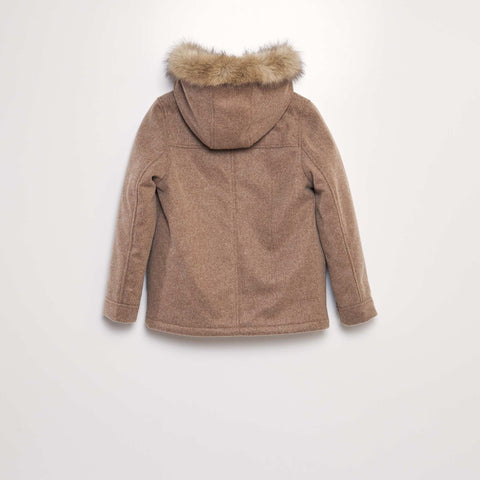 Manteau à capuche façon lainage