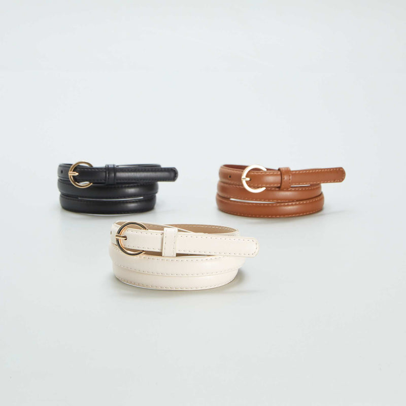 Lot de 3 fines ceintures unies