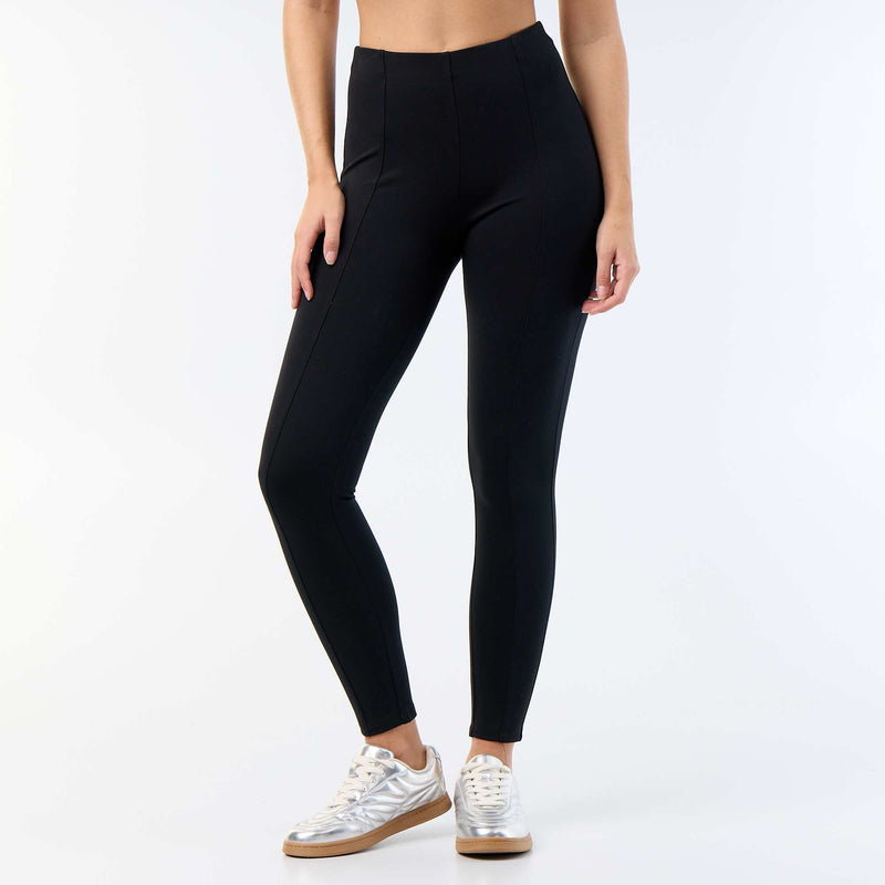 Pantalon legging femme taille haute en maille lourde