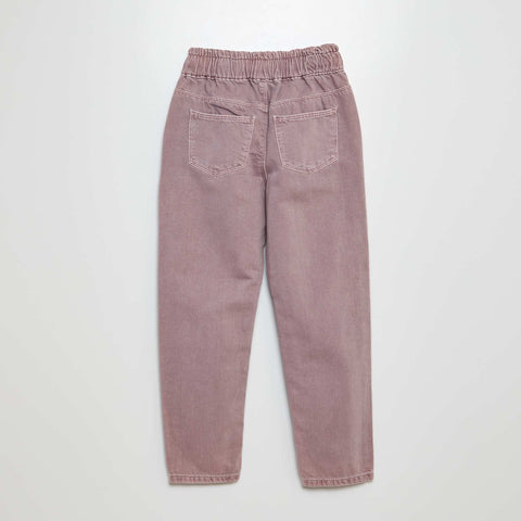Pantalon twill volantée à la ceinture