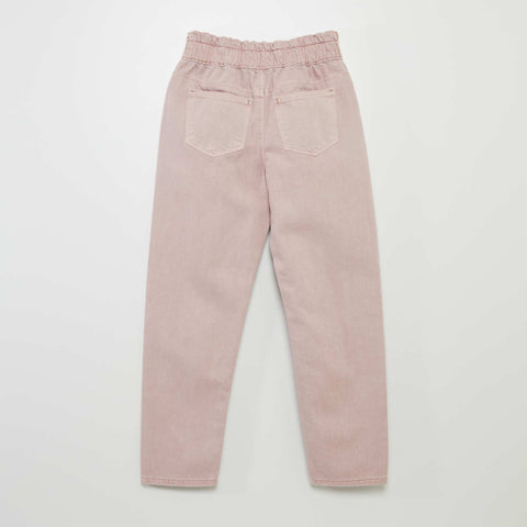 Pantalon twill volantée à la ceinture