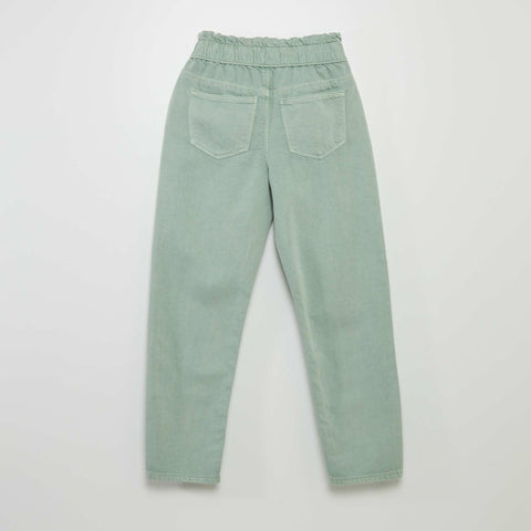 Pantalon twill volantée à la ceinture