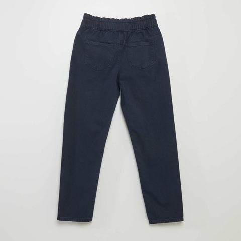 Pantalon twill volantée à la ceinture