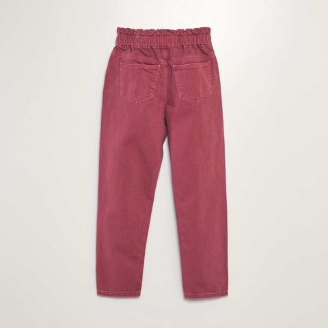 Pantalon twill volantée à la ceinture