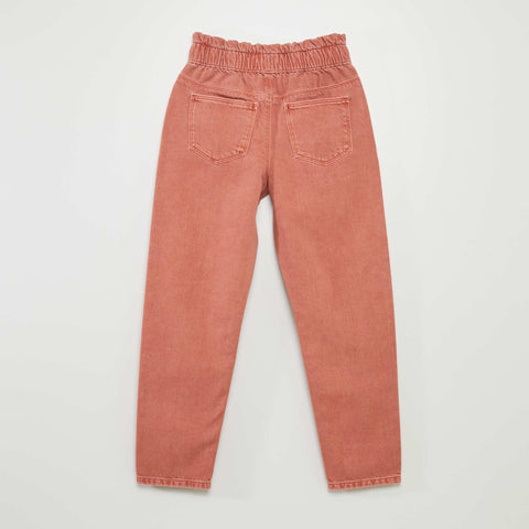 Pantalon twill volantée à la ceinture