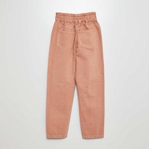 Pantalon twill volantée à la ceinture