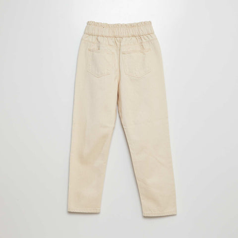 Pantalon twill volantée à la ceinture