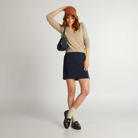 Pull manches longues col V