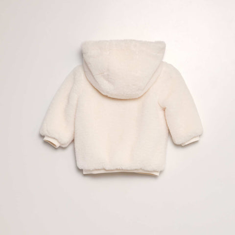 Blouson à capuche fausse fourrure