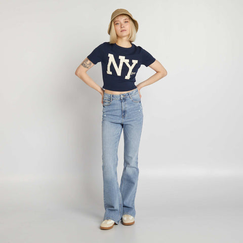 Crop top en jersey stretch 'NYC'