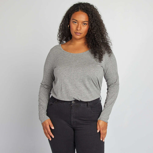 T-shirt manches longues uni en jersey