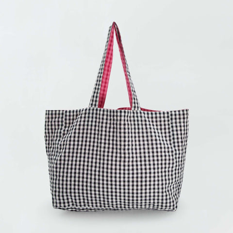 Tote bag réversible avec imprimé vichy