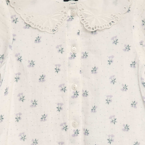 Blouse en gaze de coton avec broderies anglaises