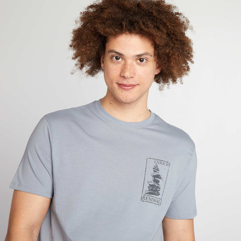 T-shirt en coton à coupe droite avec imprimé