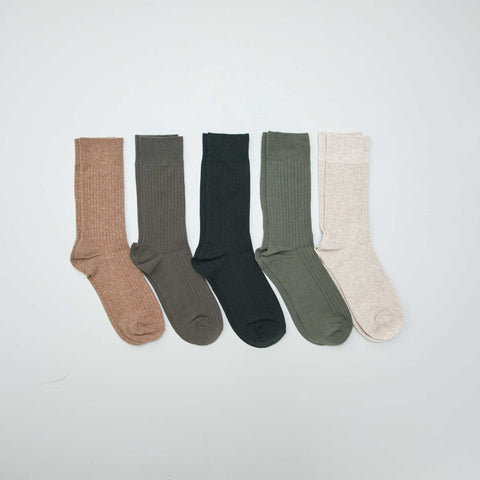 Lot de 5 chaussettes côtelées