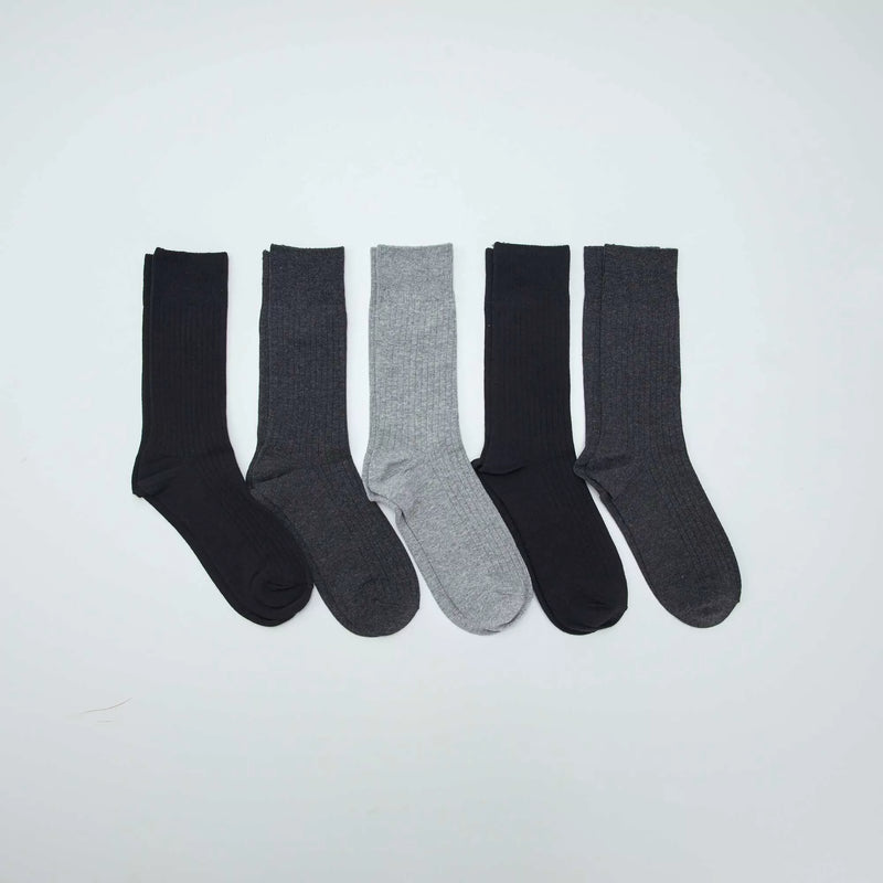 Lot de 5 chaussettes côtelées