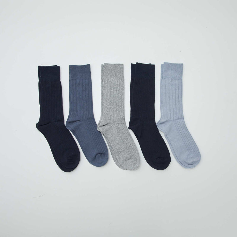 Lot de 5 chaussettes côtelées