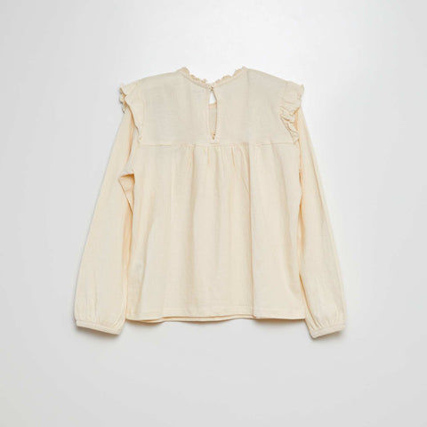 T-shirt manches longues broderies ajourées