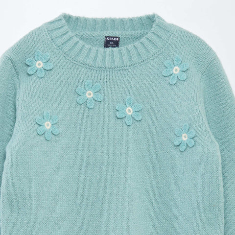 Pull en maille à fleurs