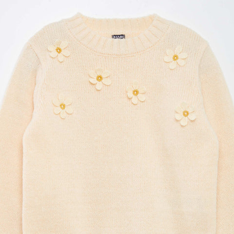 Pull en maille à fleurs