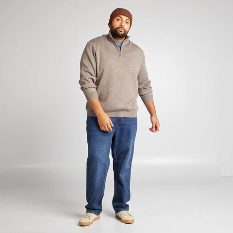 Pull uni avec col camionneur zippé