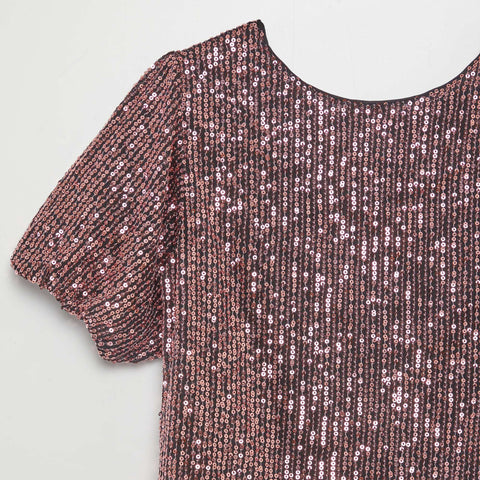 Blouse manches courtes à sequins