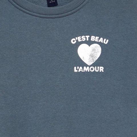 Robe sweat molleton + base plissée 'c'est beau l'amour' - 1 pièce