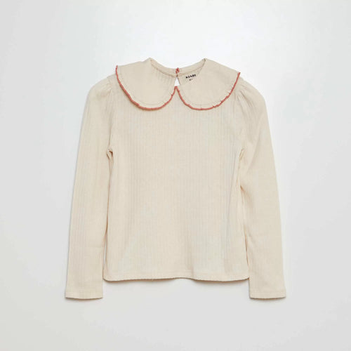 T-shirt côtelé avec col claudine