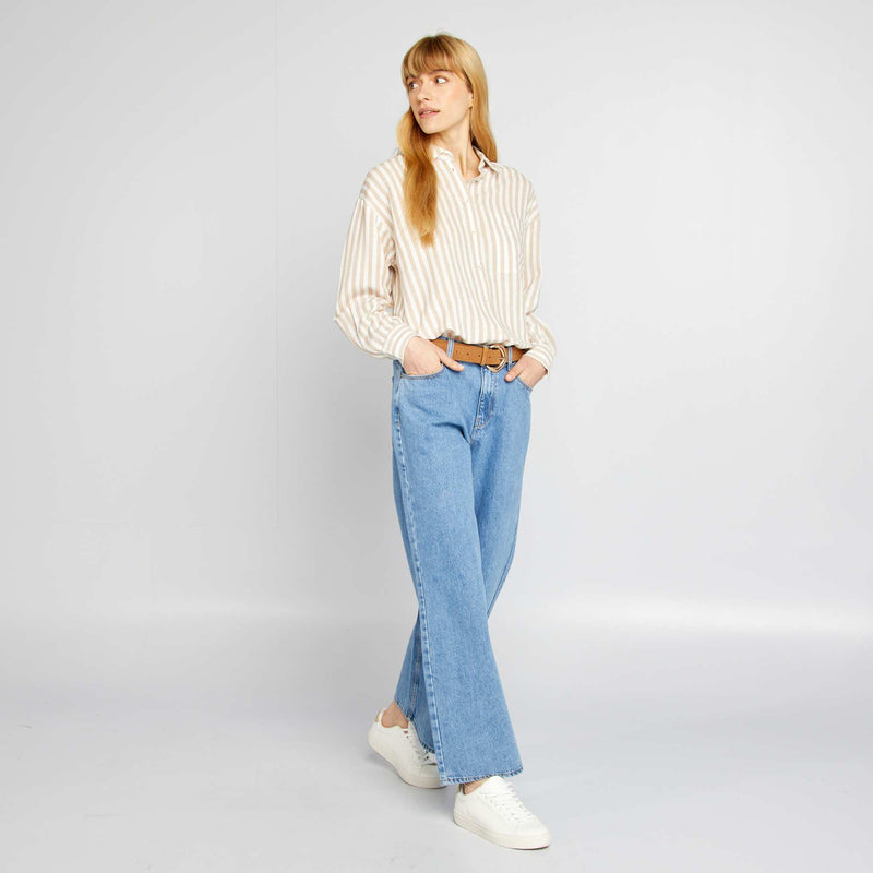 Chemisier long avec poche poitrine avec 20% de lin