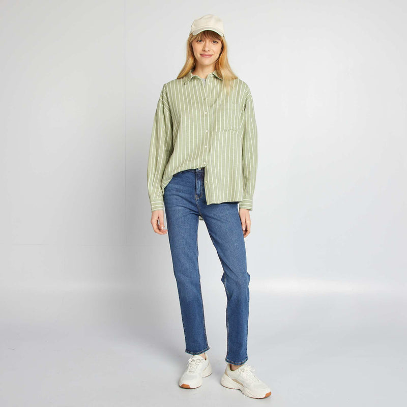 Chemisier long avec poche poitrine avec 20% de lin